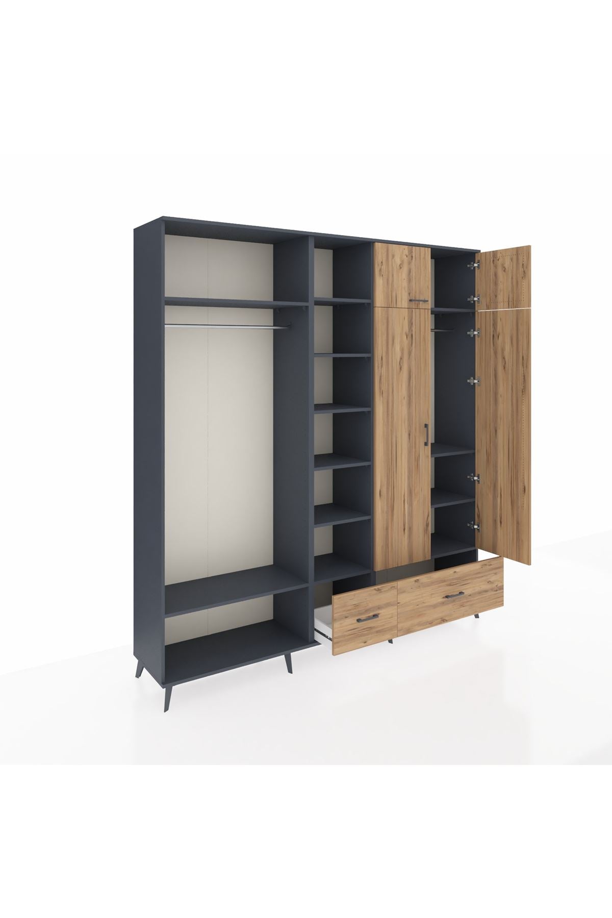 Hyperion Dolap 12 Raflı 2 Çekmeceli 2 Askılı 220x44x243 - S553M072V12B
