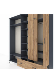Hyperion Dolap 12 Raflı 2 Çekmeceli 2 Askılı 220x44x243 - S553M072V12B