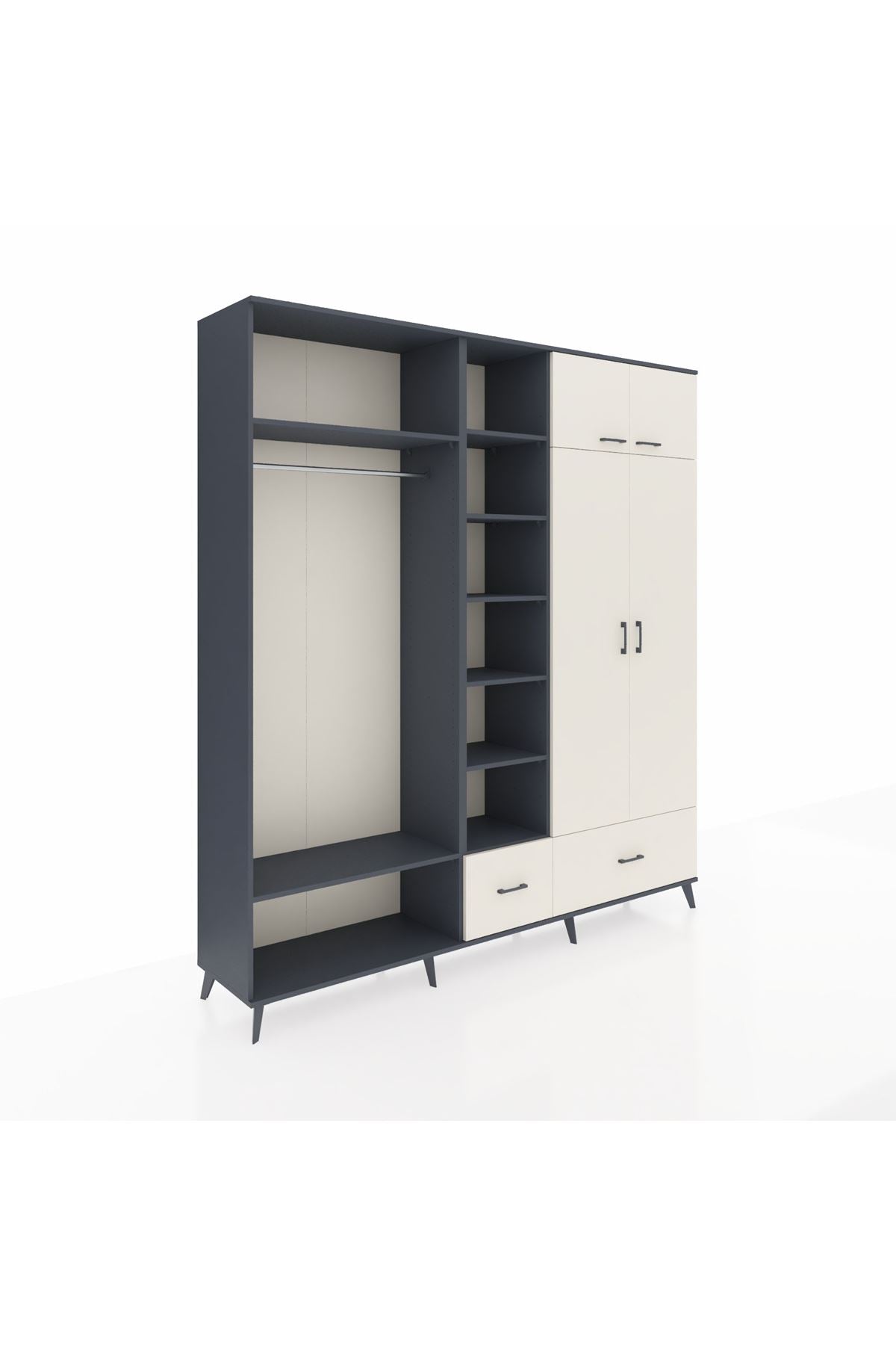 Hyperion Dolap 12 Raflı 2 Çekmeceli 2 Askılı 220x44x243 - S553M072V13B