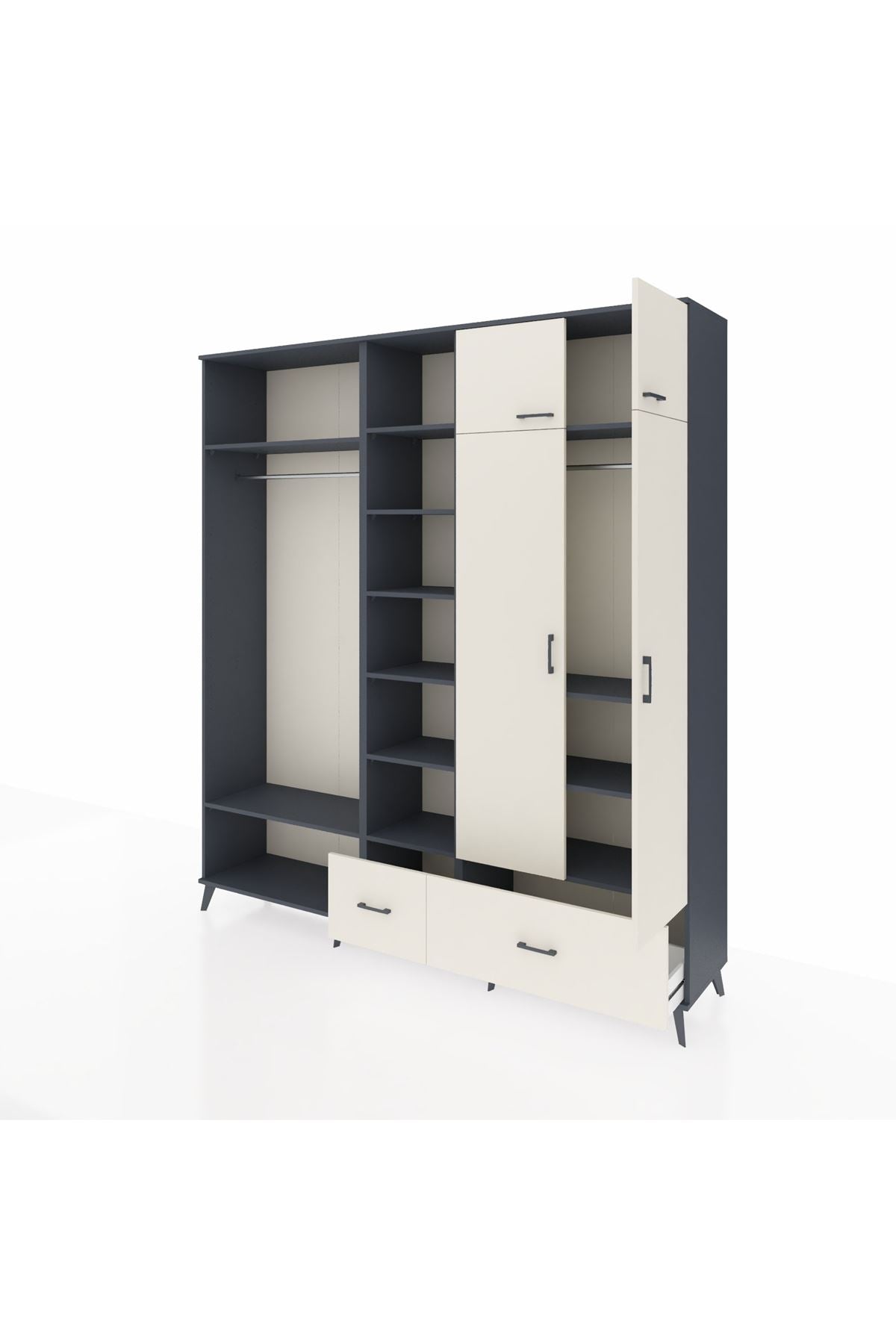 Hyperion Dolap 12 Raflı 2 Çekmeceli 2 Askılı 220x44x243 - S553M072V13B