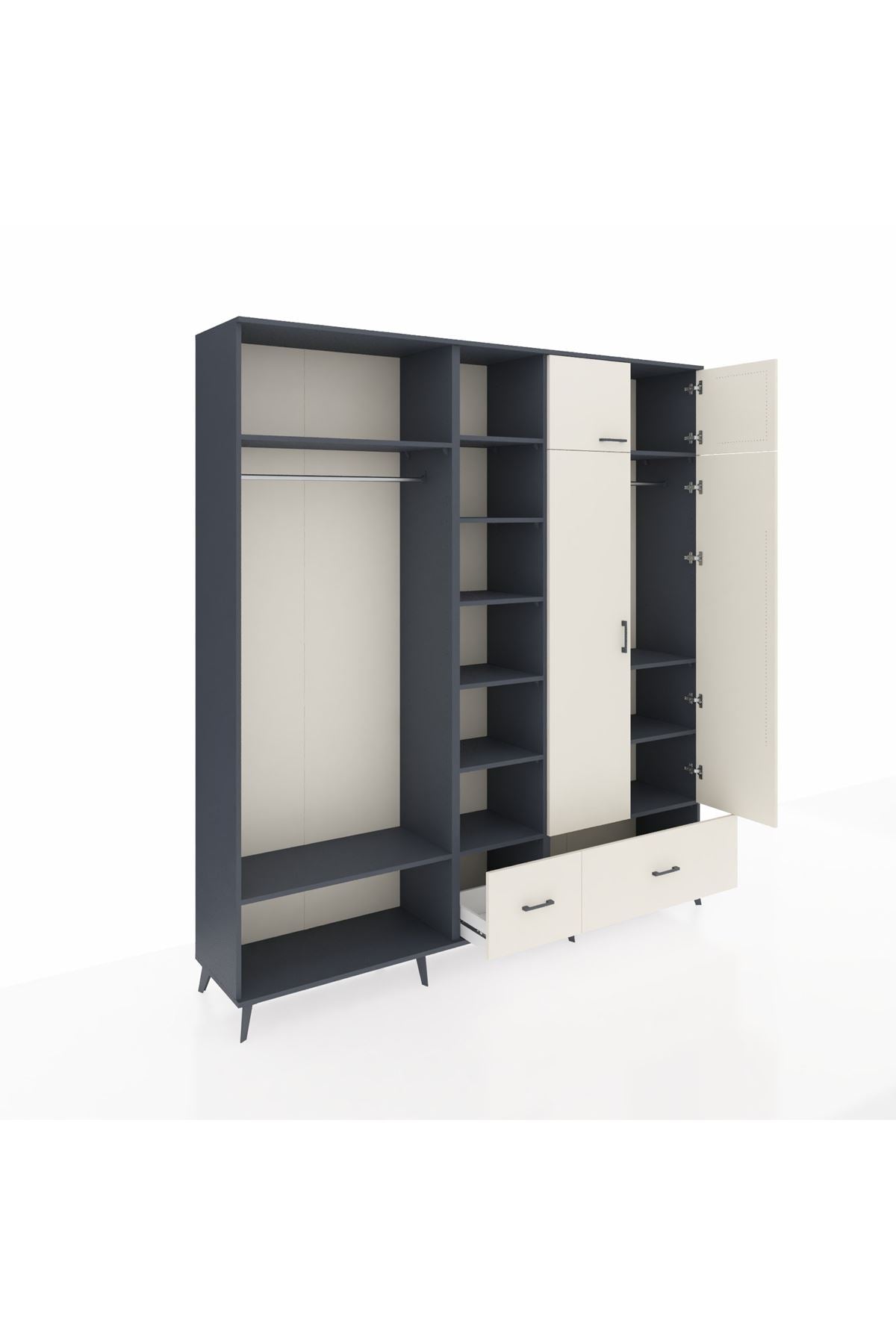 Hyperion Dolap 12 Raflı 2 Çekmeceli 2 Askılı 220x44x243 - S553M072V13B
