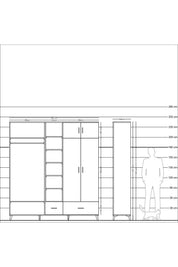 Hyperion Dolap 12 Raflı 2 Çekmeceli 2 Askılı 220x44x243 - S553M072V14B