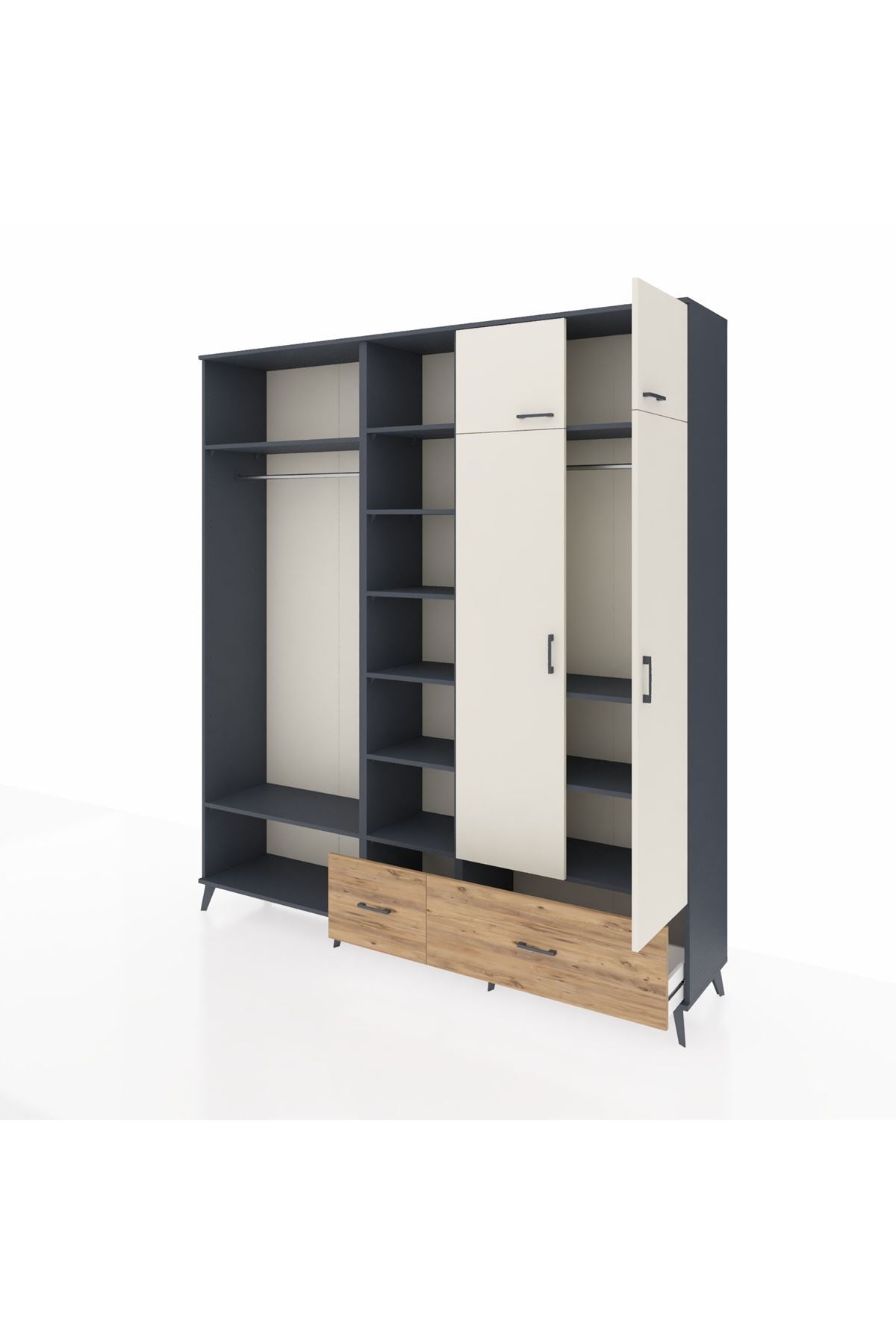 Hyperion Dolap 12 Raflı 2 Çekmeceli 2 Askılı 220x44x243 - S553M072V15B
