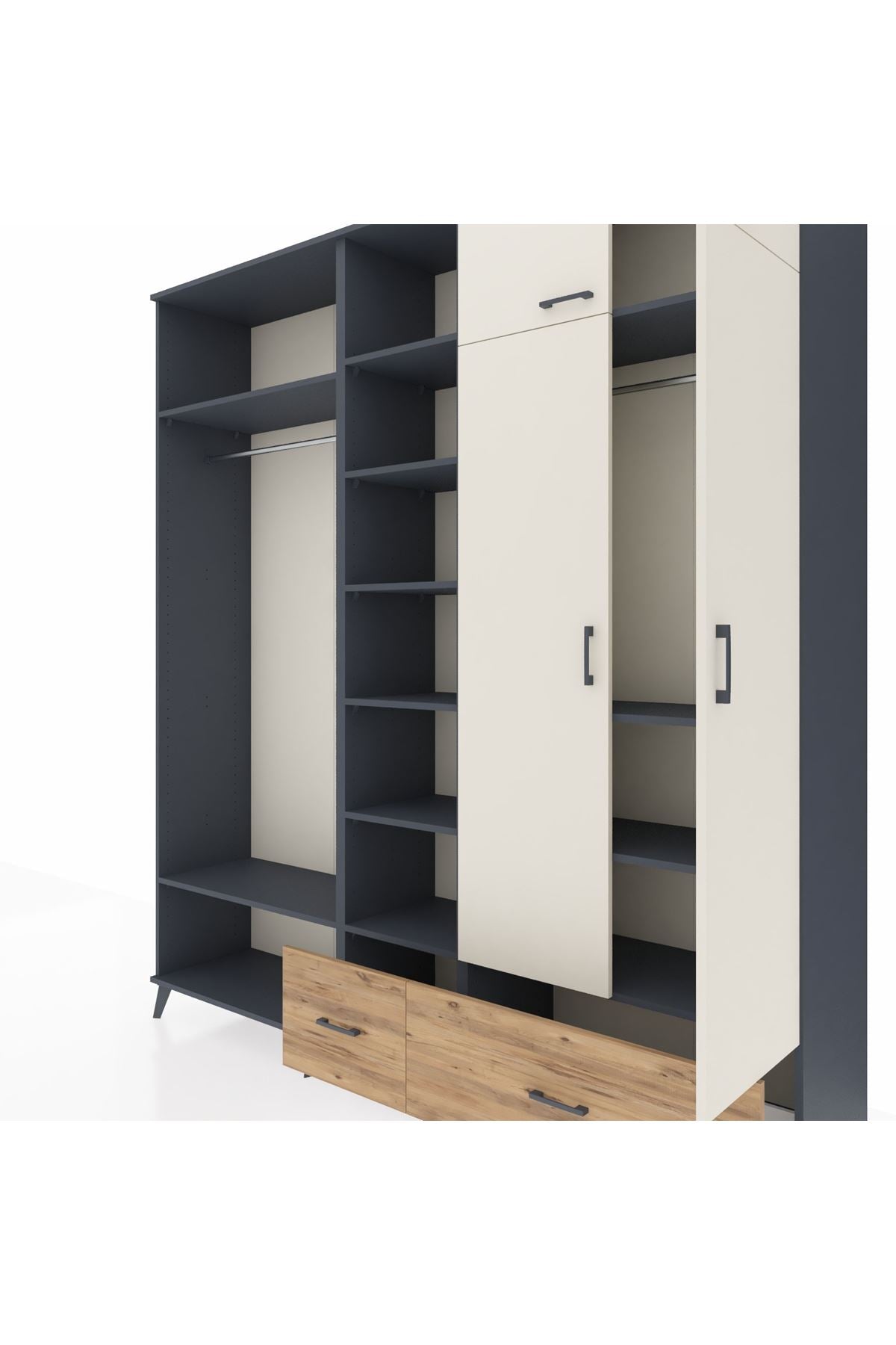 Hyperion Dolap 12 Raflı 2 Çekmeceli 2 Askılı 220x44x243 - S553M072V15B