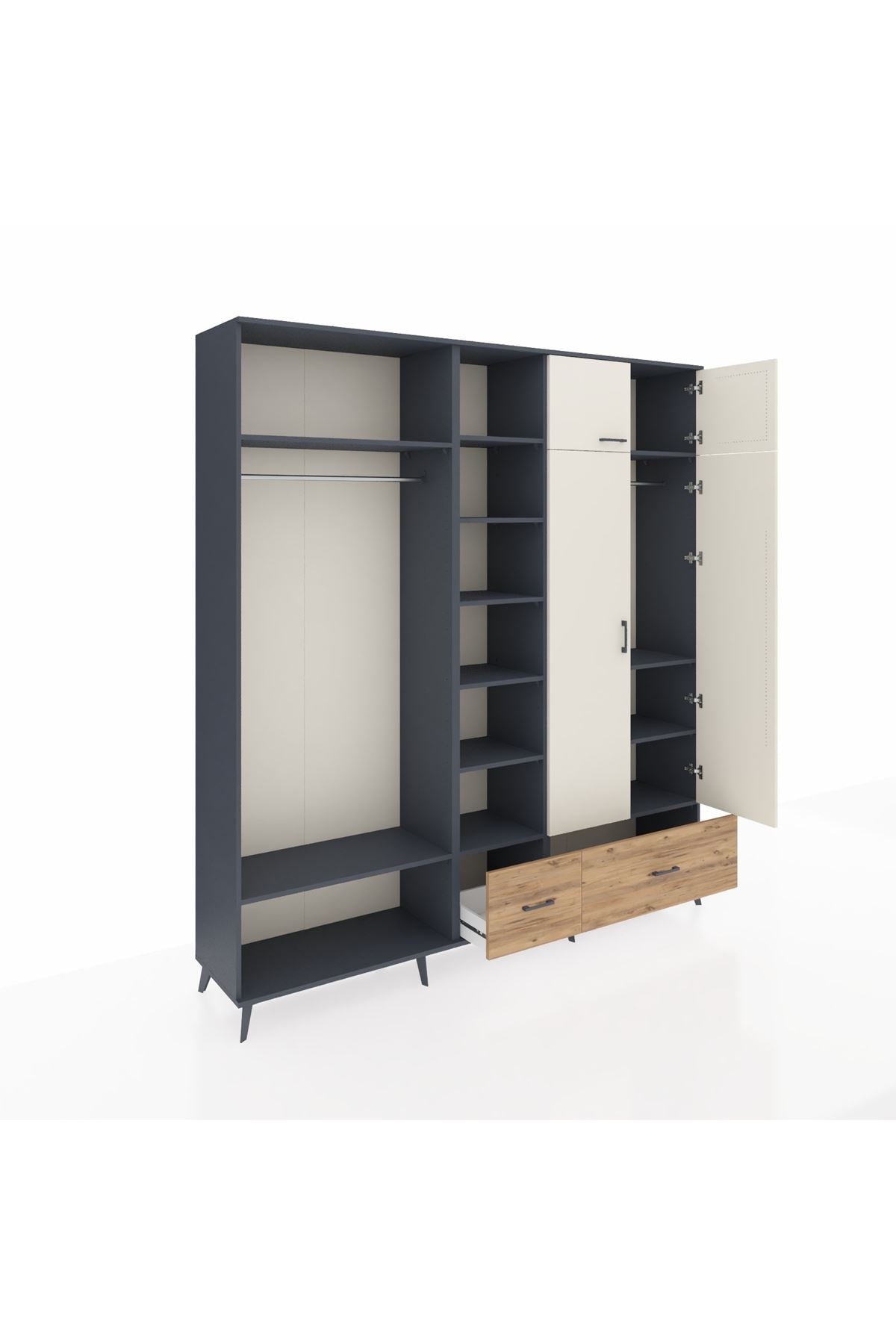 Hyperion Dolap 12 Raflı 2 Çekmeceli 2 Askılı 220x44x243 - S553M072V15B