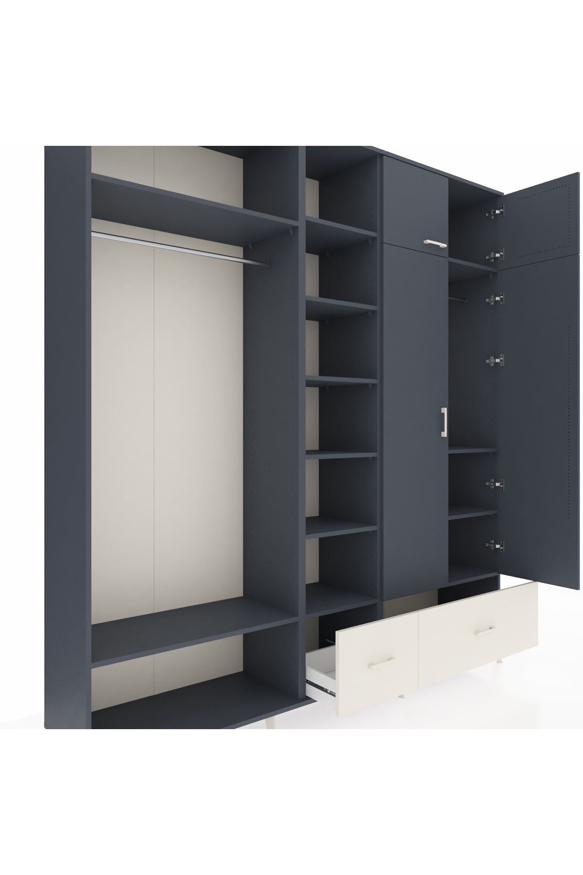 Hyperion Dolap 12 Raflı 2 Çekmeceli 2 Askılı 220x44x243 - S553M072V16B