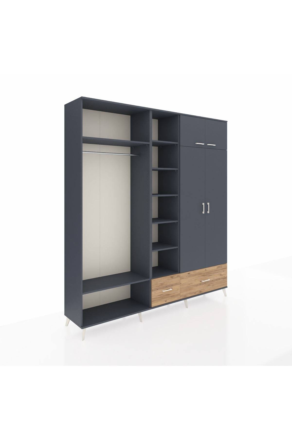 Hyperion Dolap 12 Raflı 2 Çekmeceli 2 Askılı 220x44x243 - S553M072V18B