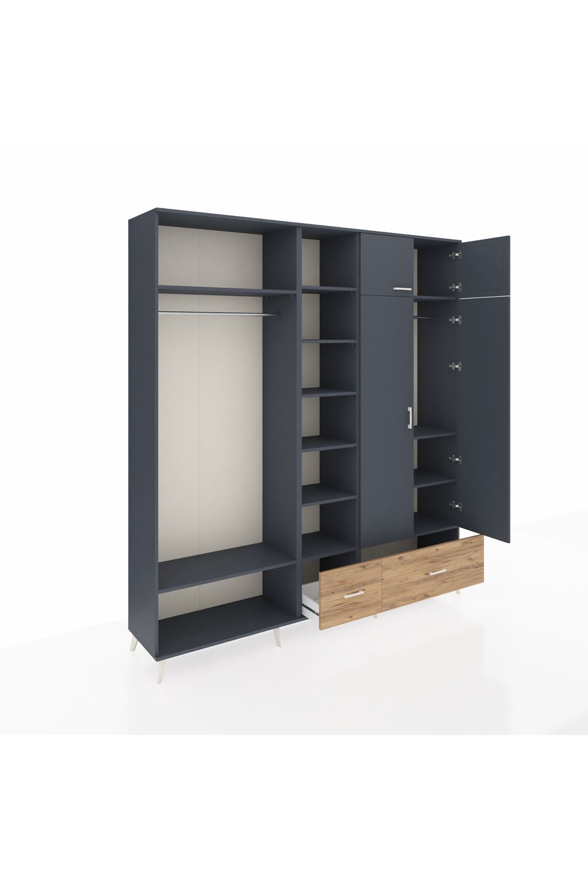 Hyperion Dolap 12 Raflı 2 Çekmeceli 2 Askılı 220x44x243 - S553M072V18B