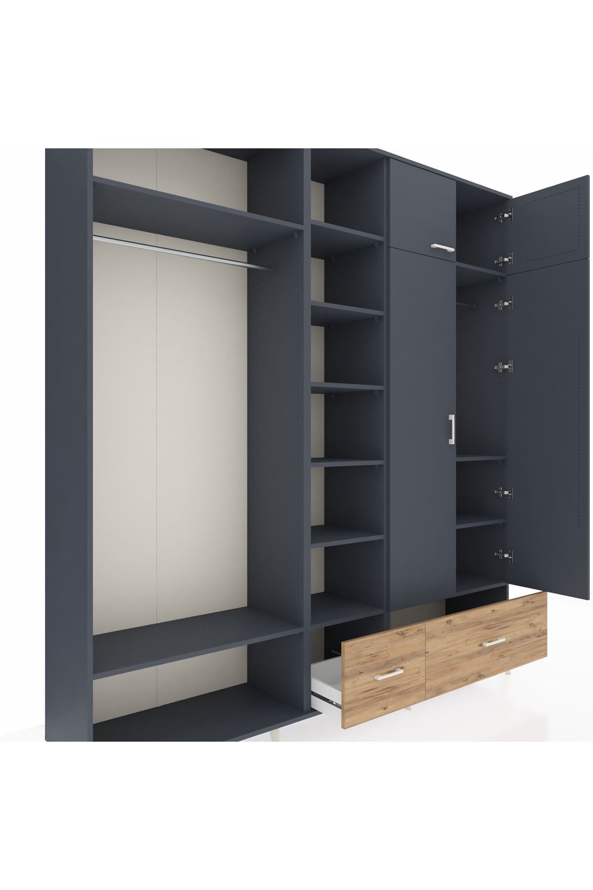 Hyperion Dolap 12 Raflı 2 Çekmeceli 2 Askılı 220x44x243 - S553M072V18B