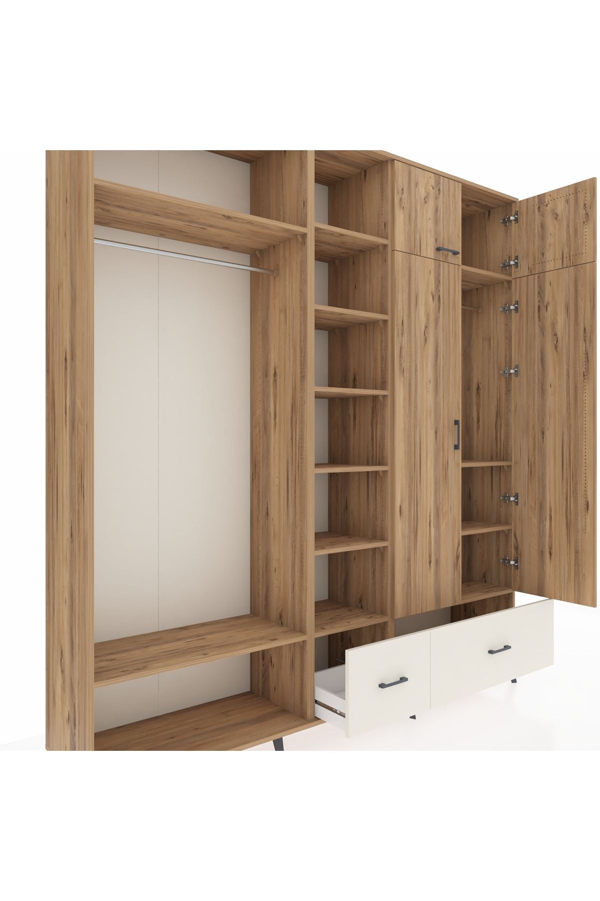 Hyperion Dolap 12 Raflı 2 Çekmeceli 2 Askılı 220x44x243 - S553M072V19B