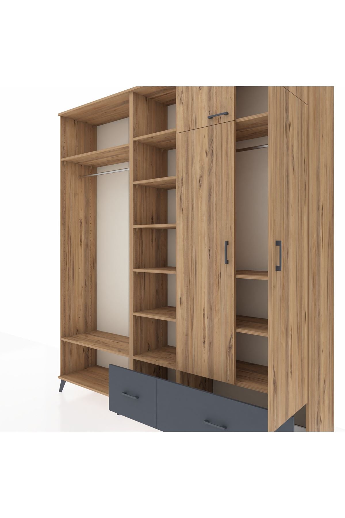 Hyperion Dolap 12 Raflı 2 Çekmeceli 2 Askılı 220x44x243 - S553M072V20B