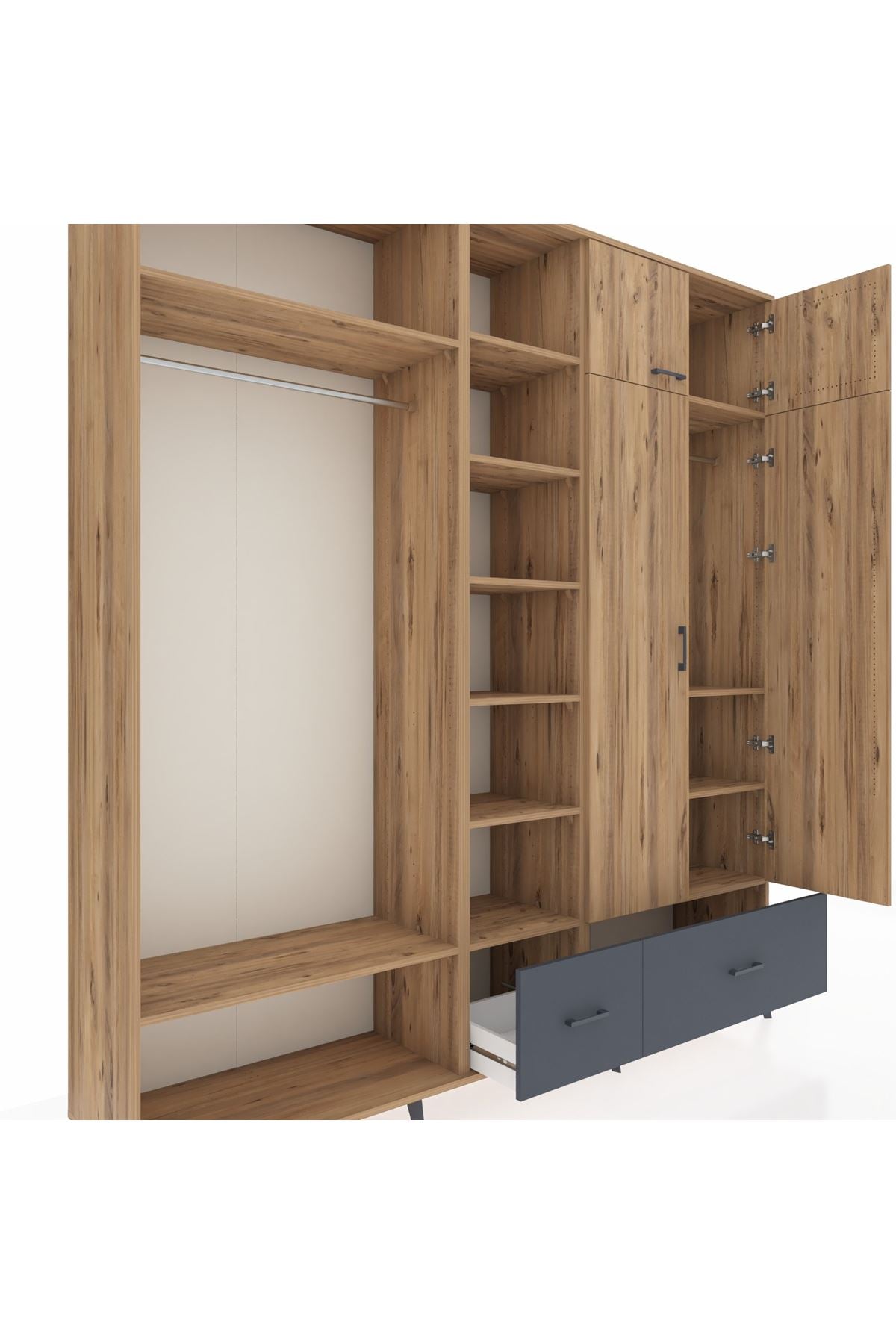 Hyperion Dolap 12 Raflı 2 Çekmeceli 2 Askılı 220x44x243 - S553M072V20B