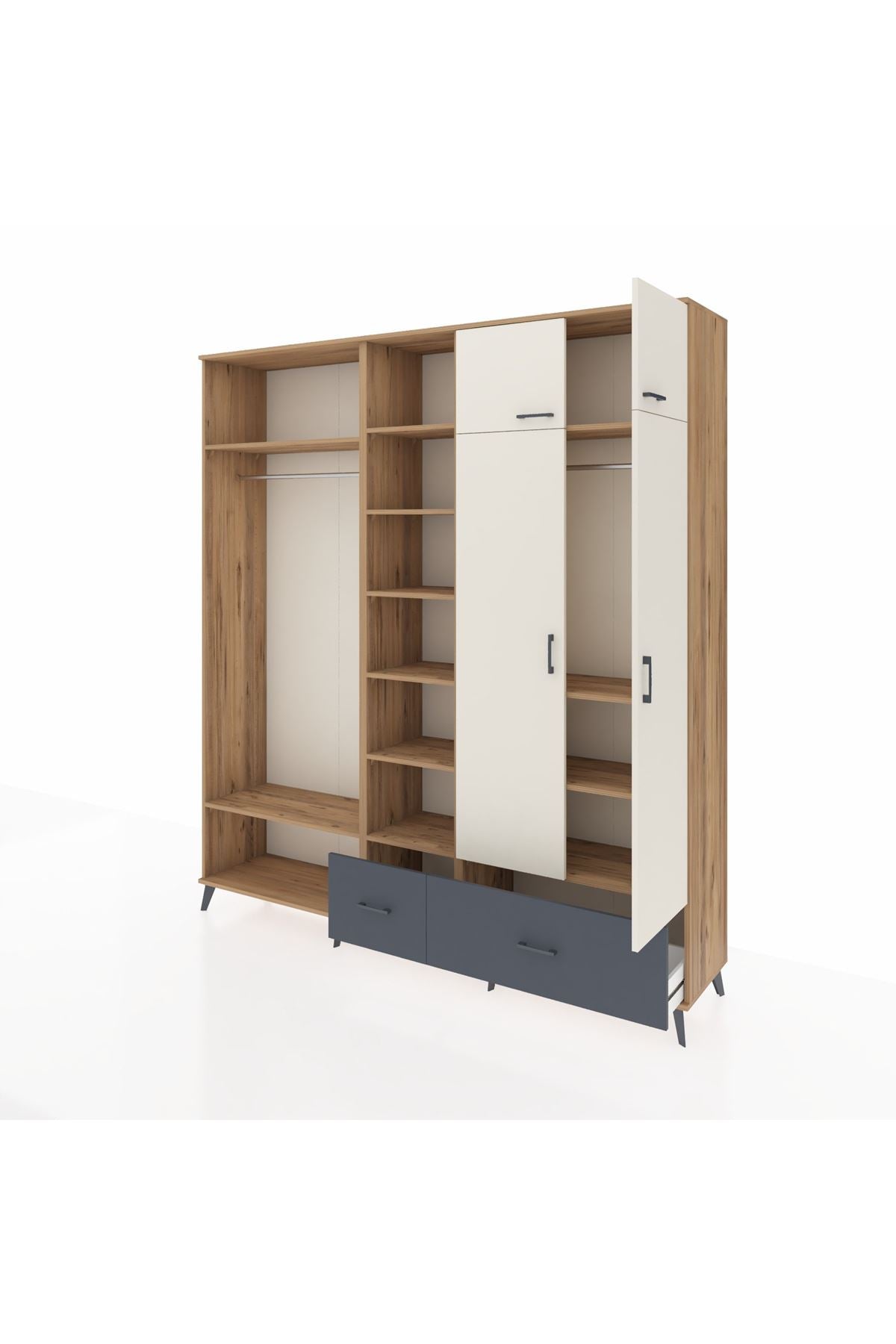 Hyperion Dolap 12 Raflı 2 Çekmeceli 2 Askılı 220x44x243 - S553M072V23B