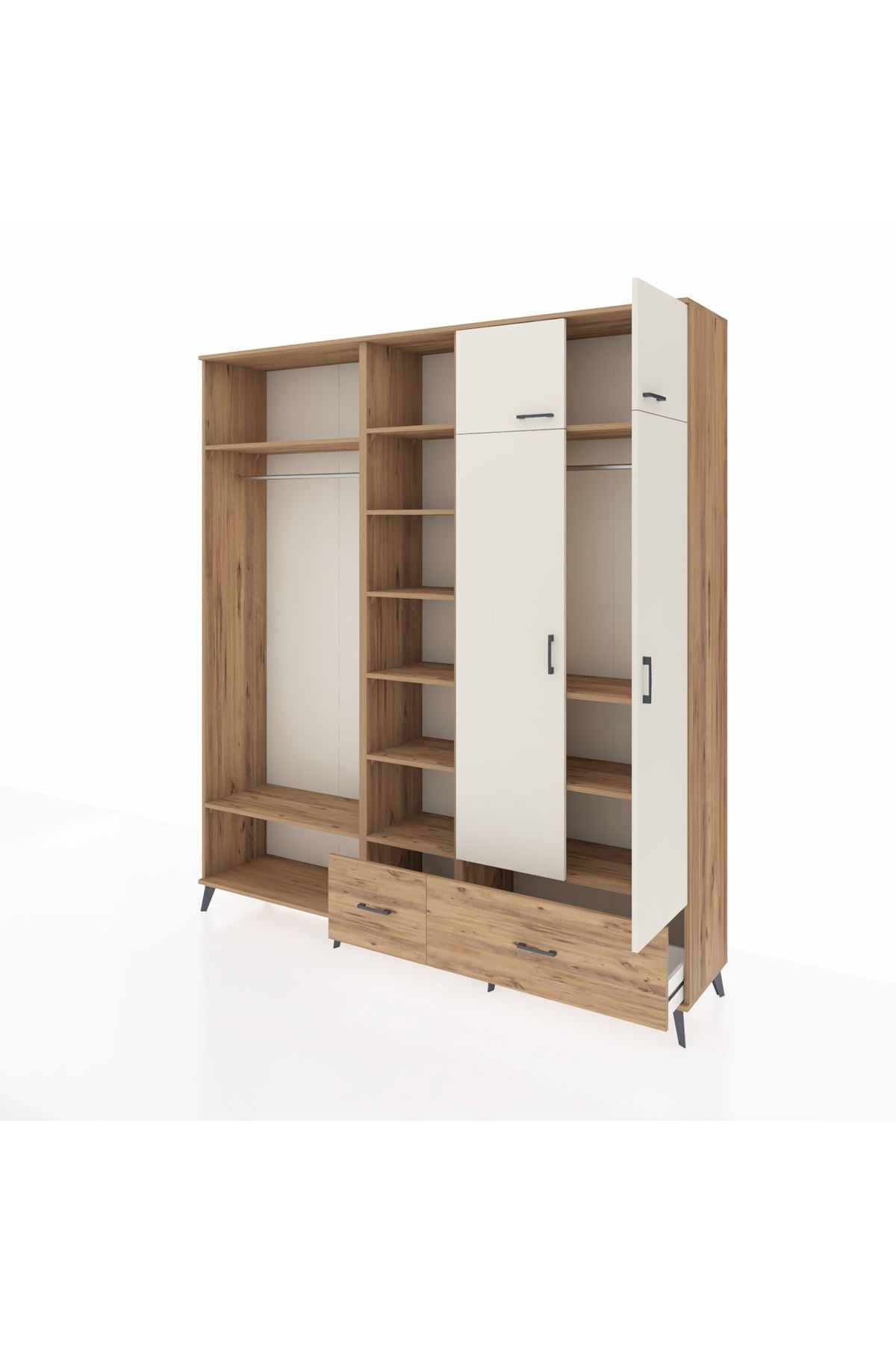 Hyperion Dolap 12 Raflı 2 Çekmeceli 2 Askılı 220x44x243 - S553M072V24B