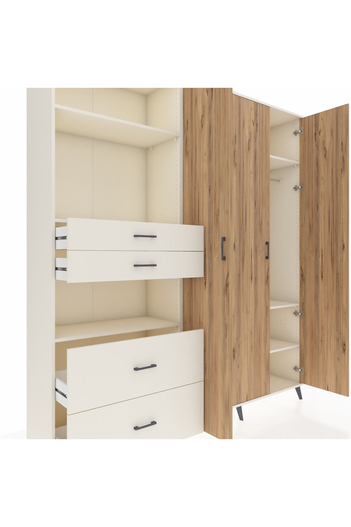 Hyperion Dolap 12 Raflı 4 Çekmeceli Tek Askılı 220x44x243 - S553M073V01B