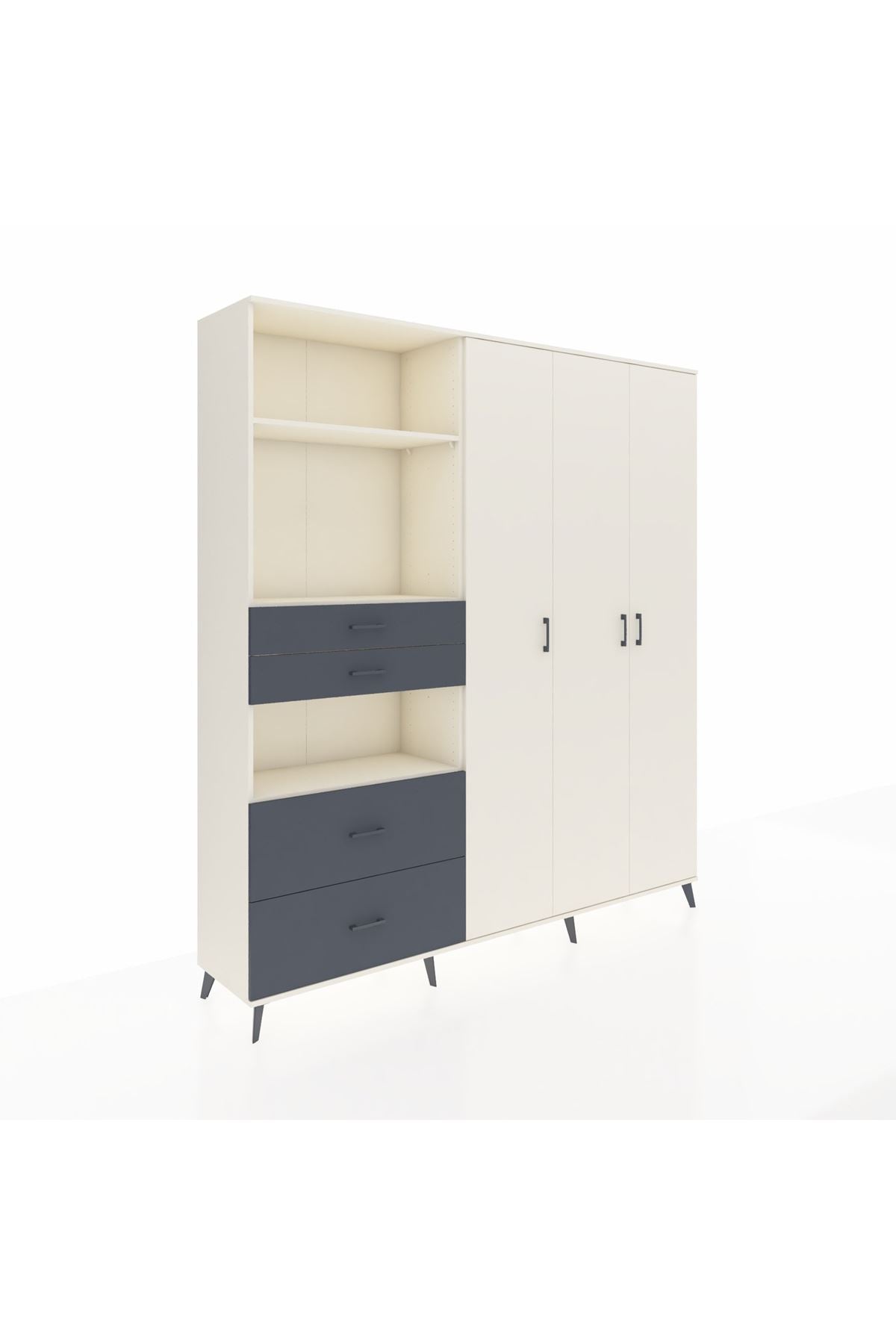 Hyperion Dolap 12 Raflı 4 Çekmeceli Tek Askılı 220x44x243 - S553M073V05B