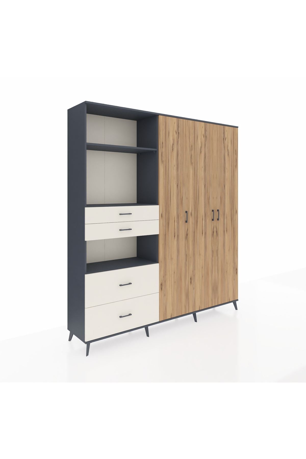 Hyperion Dolap 12 Raflı 4 Çekmeceli Tek Askılı 220x44x243 - S553M073V10B
