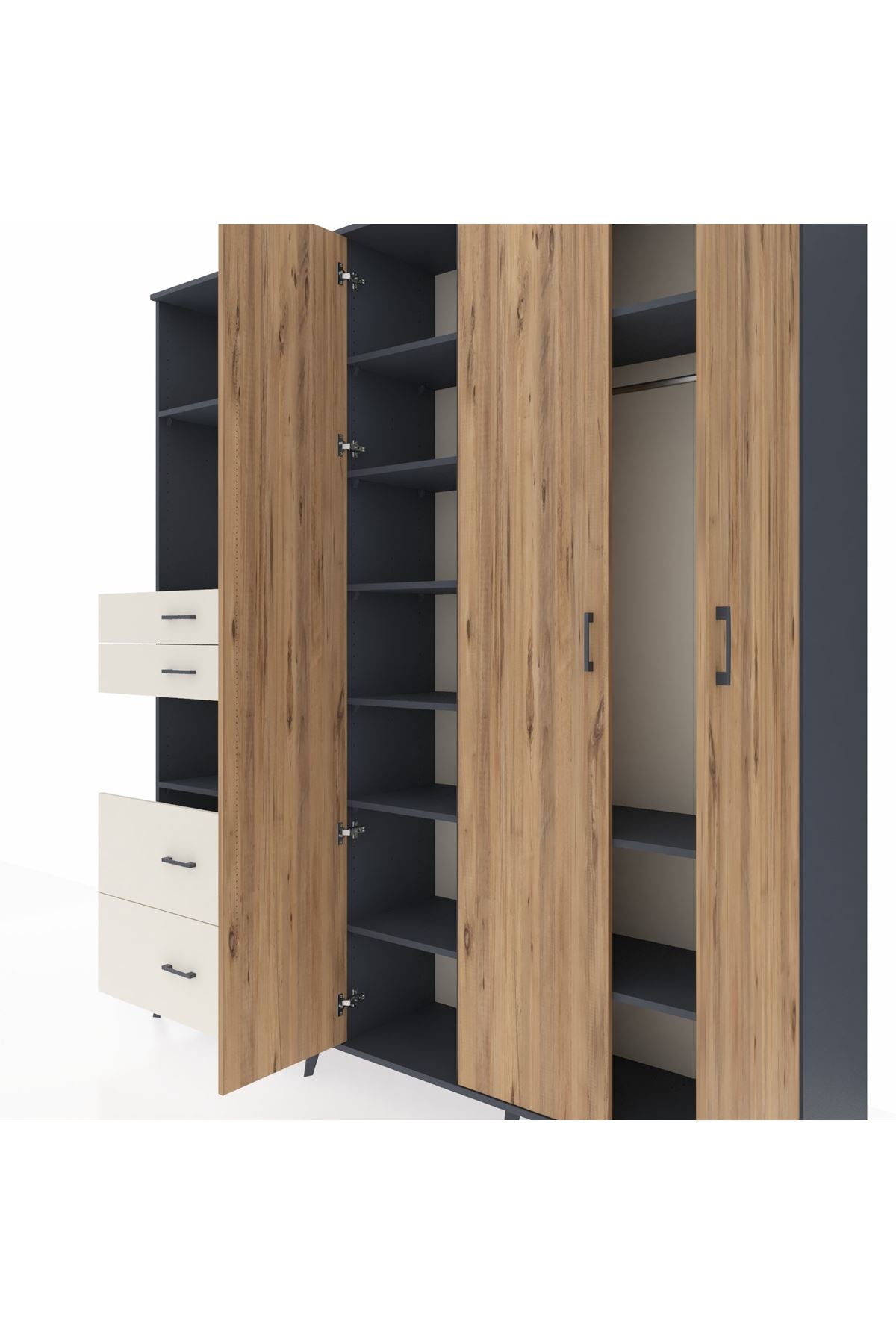 Hyperion Dolap 12 Raflı 4 Çekmeceli Tek Askılı 220x44x243 - S553M073V10B