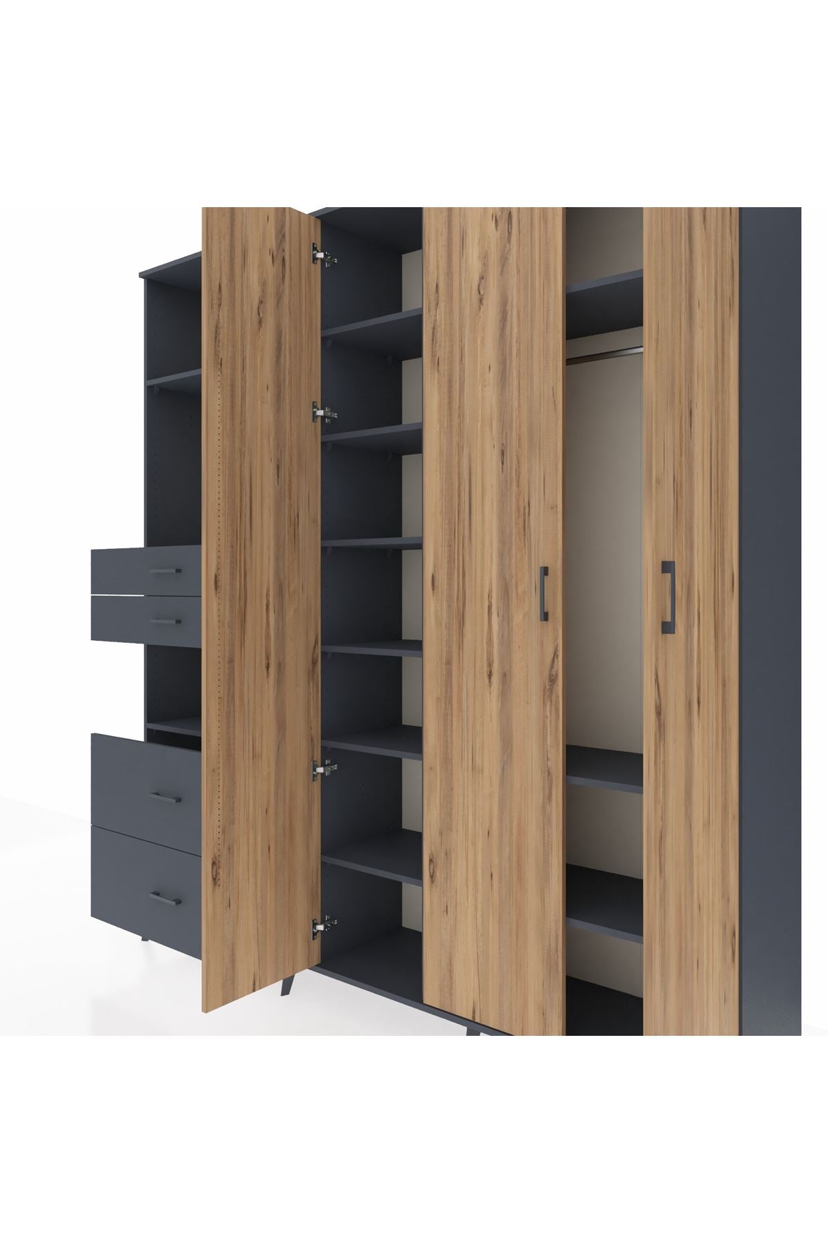 Hyperion Dolap 12 Raflı 4 Çekmeceli Tek Askılı 220x44x243 - S553M073V11B