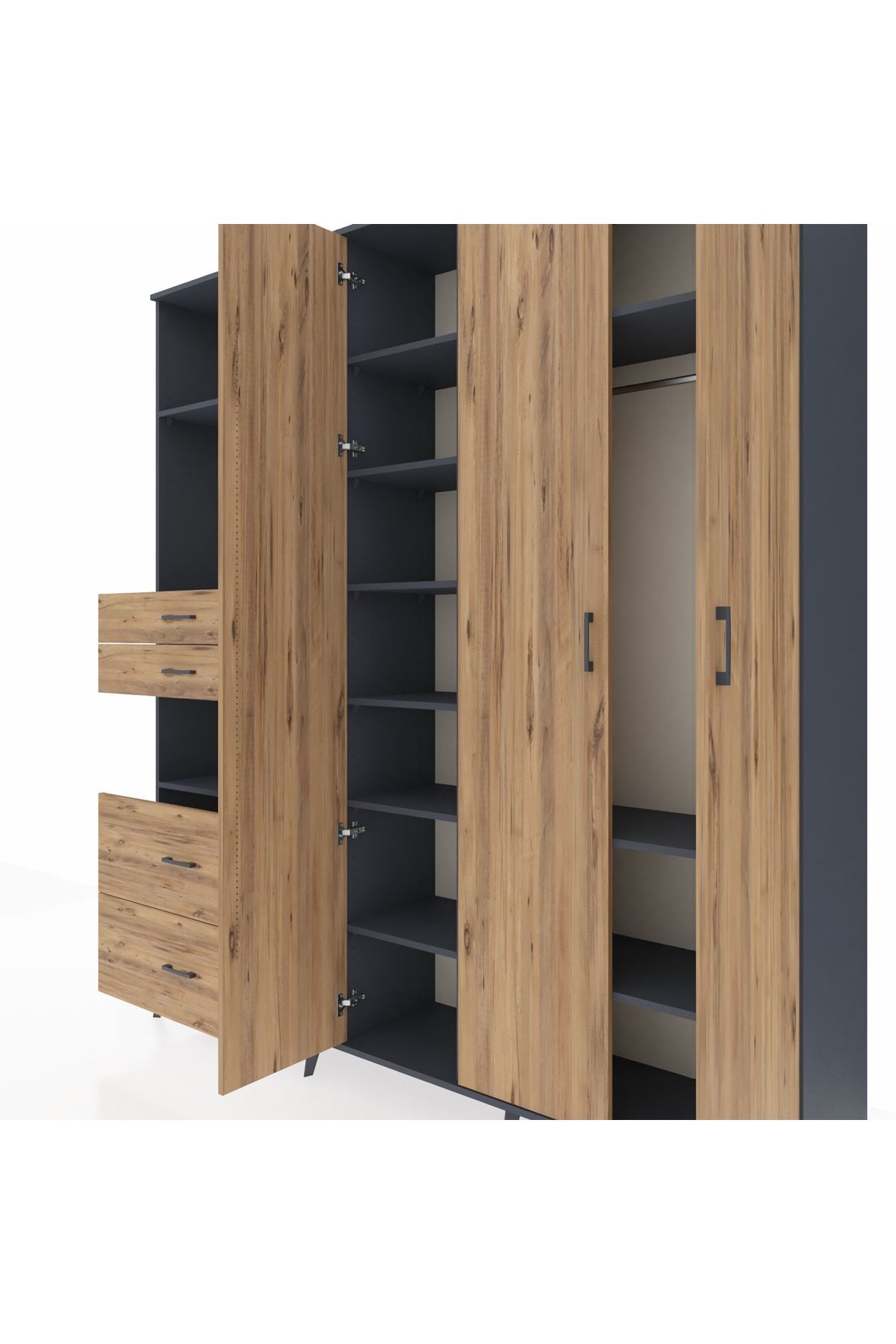 Hyperion Dolap 12 Raflı 4 Çekmeceli Tek Askılı 220x44x243 - S553M073V12B