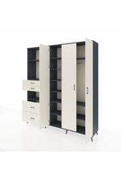 Hyperion Dolap 12 Raflı 4 Çekmeceli Tek Askılı 220x44x243 - S553M073V13B
