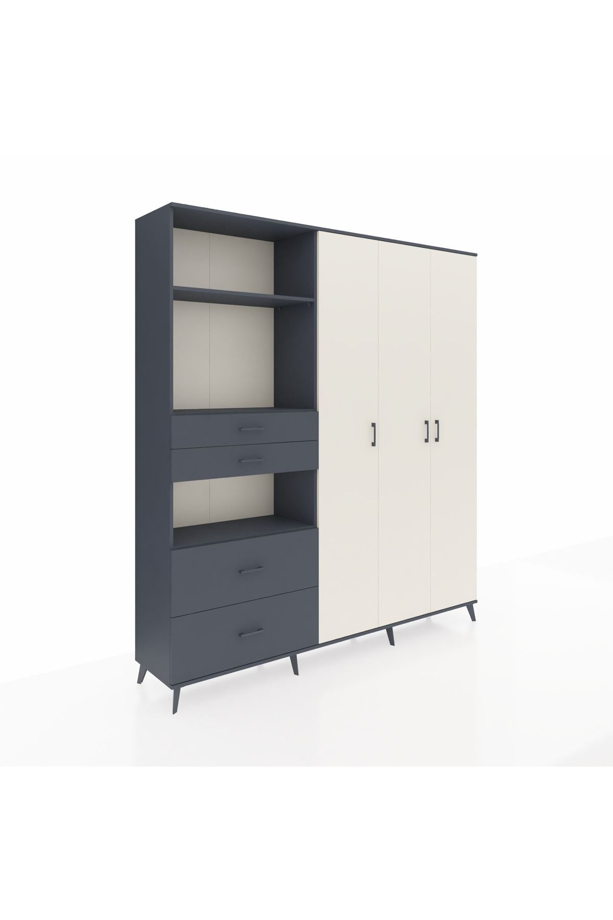 Hyperion Dolap 12 Raflı 4 Çekmeceli Tek Askılı 220x44x243 - S553M073V14B