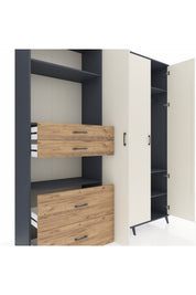 Hyperion Dolap 12 Raflı 4 Çekmeceli Tek Askılı 220x44x243 - S553M073V15B
