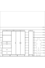 Hyperion Dolap 12 Raflı 4 Çekmeceli Tek Askılı 220x44x243 - S553M073V19B