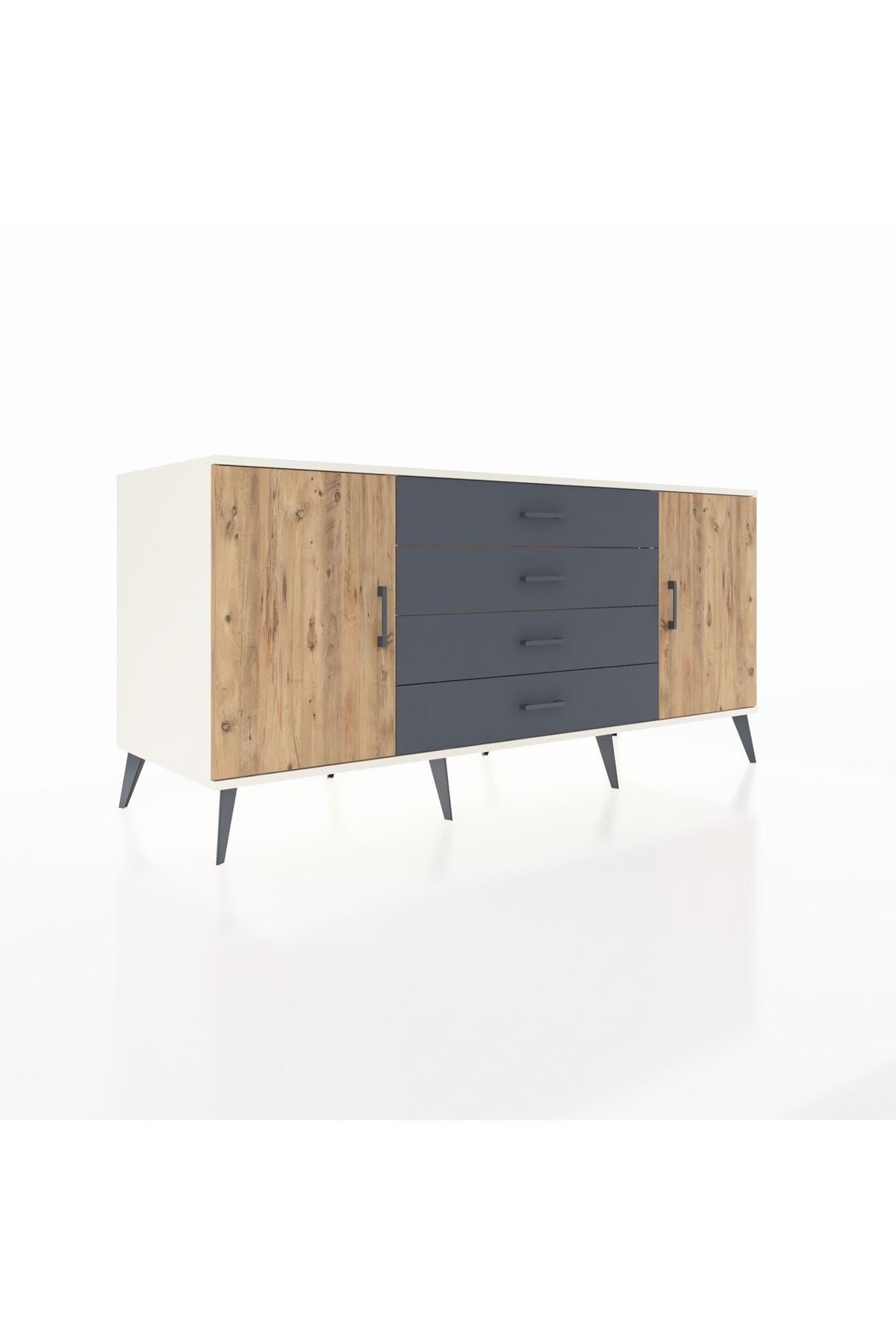 Kronos Konsol 2 Raflı 4 Çekmeceli 2 Kapaklı 176x59x83 - S610M001V02C