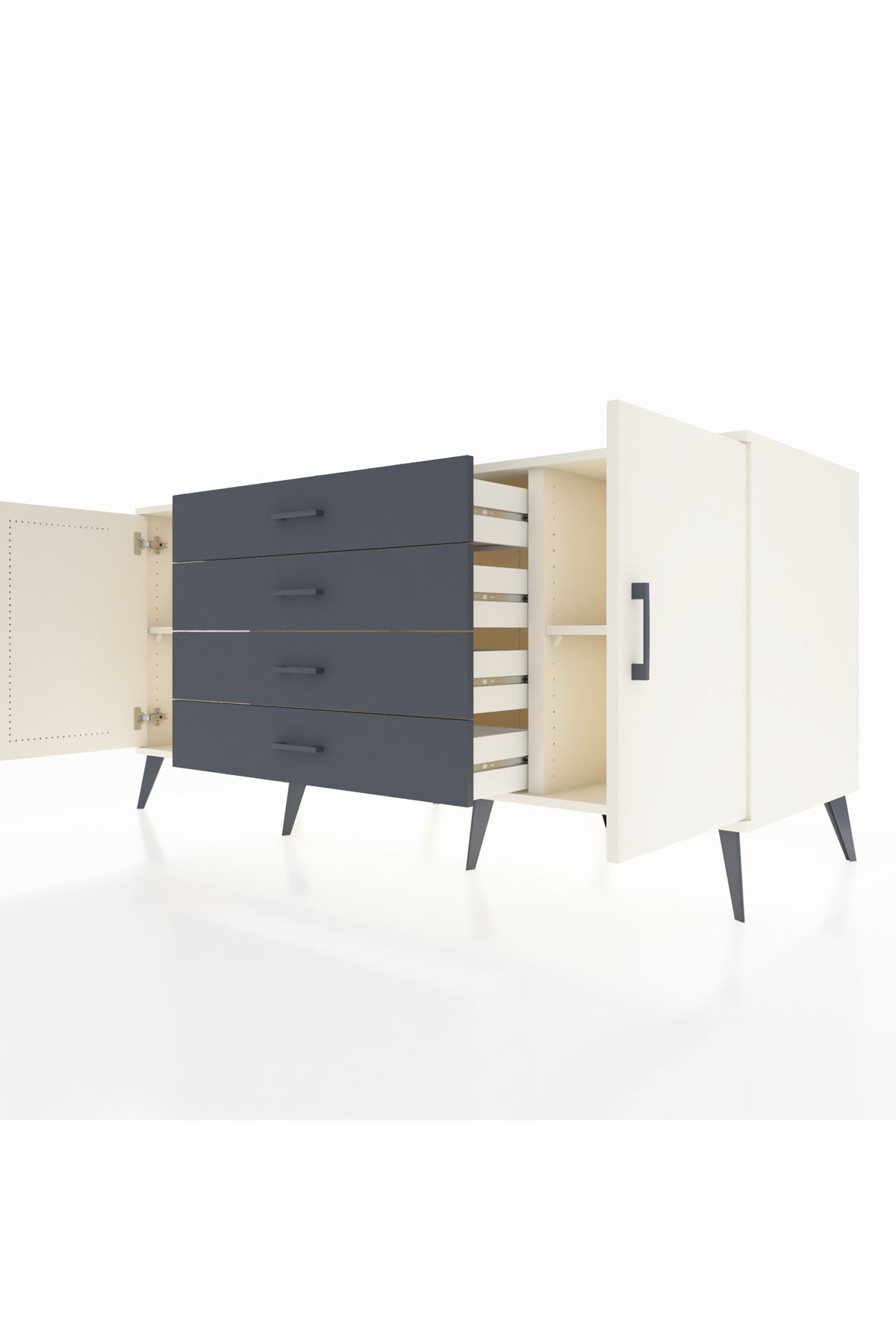 Kronos Konsol 2 Raflı 4 Çekmeceli 2 Kapaklı 176x59x83 - S610M001V05C