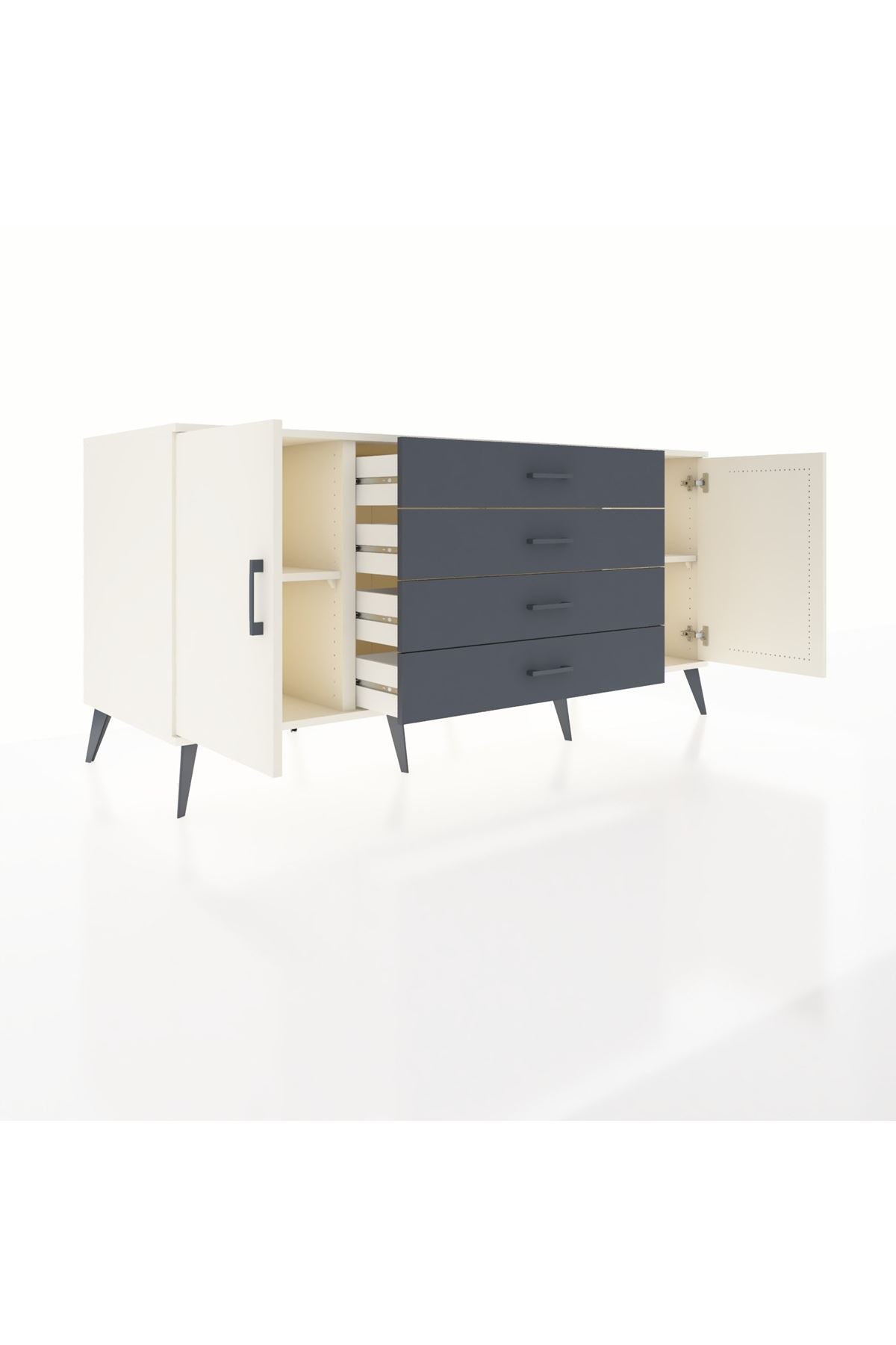 Kronos Konsol 2 Raflı 4 Çekmeceli 2 Kapaklı 176x59x83 - S610M001V05C