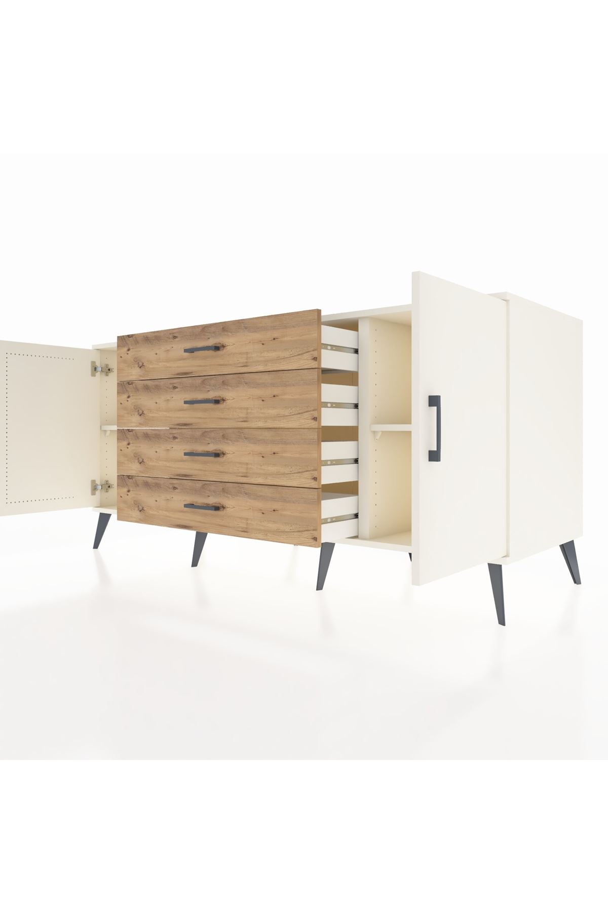 Kronos Konsol 2 Raflı 4 Çekmeceli 2 Kapaklı 176x59x83 - S610M001V06C