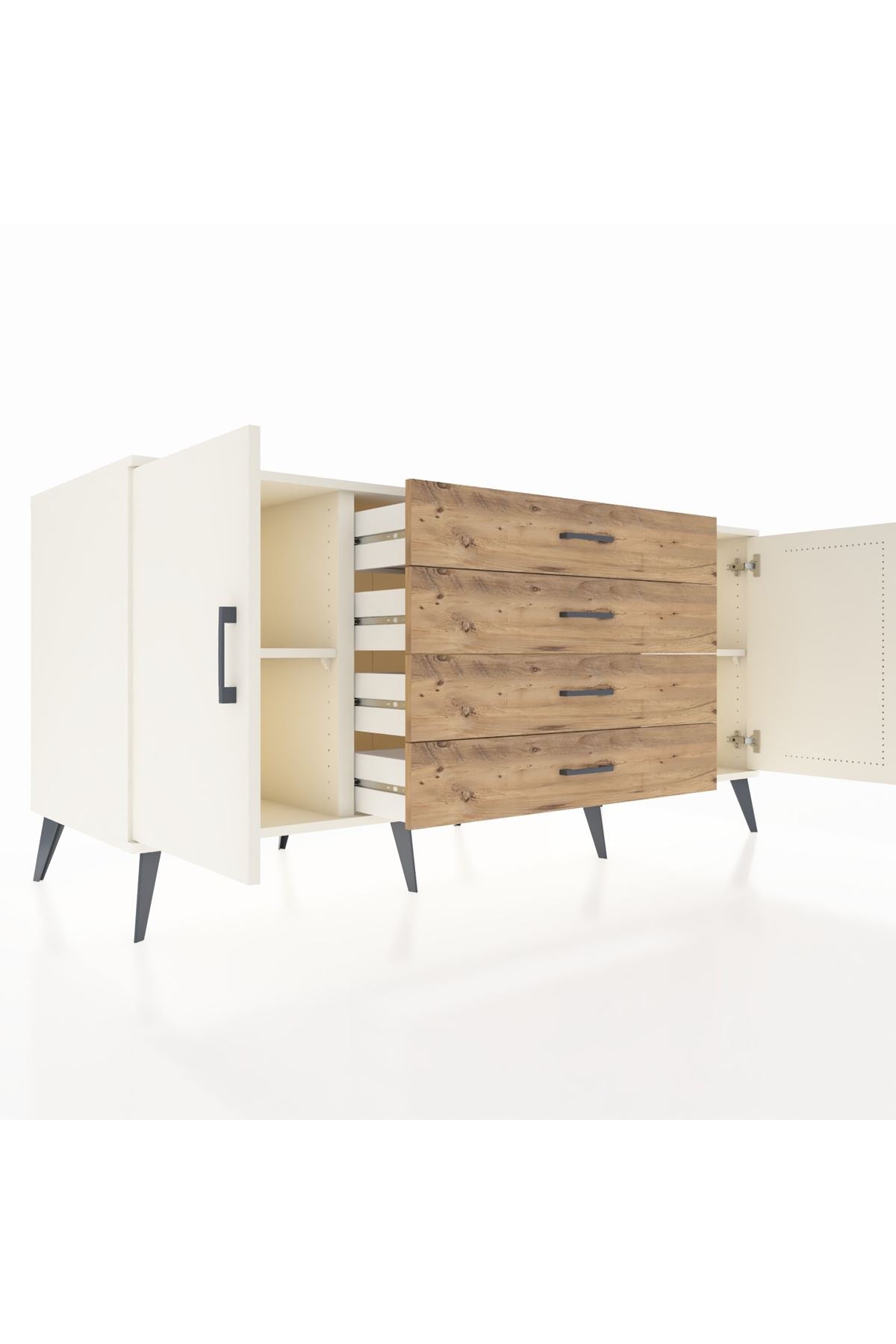 Kronos Konsol 2 Raflı 4 Çekmeceli 2 Kapaklı 176x59x83 - S610M001V06C