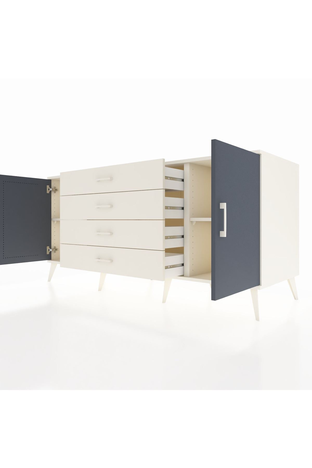 Kronos Konsol 2 Raflı 4 Çekmeceli 2 Kapaklı 176x59x83 - S610M001V07C