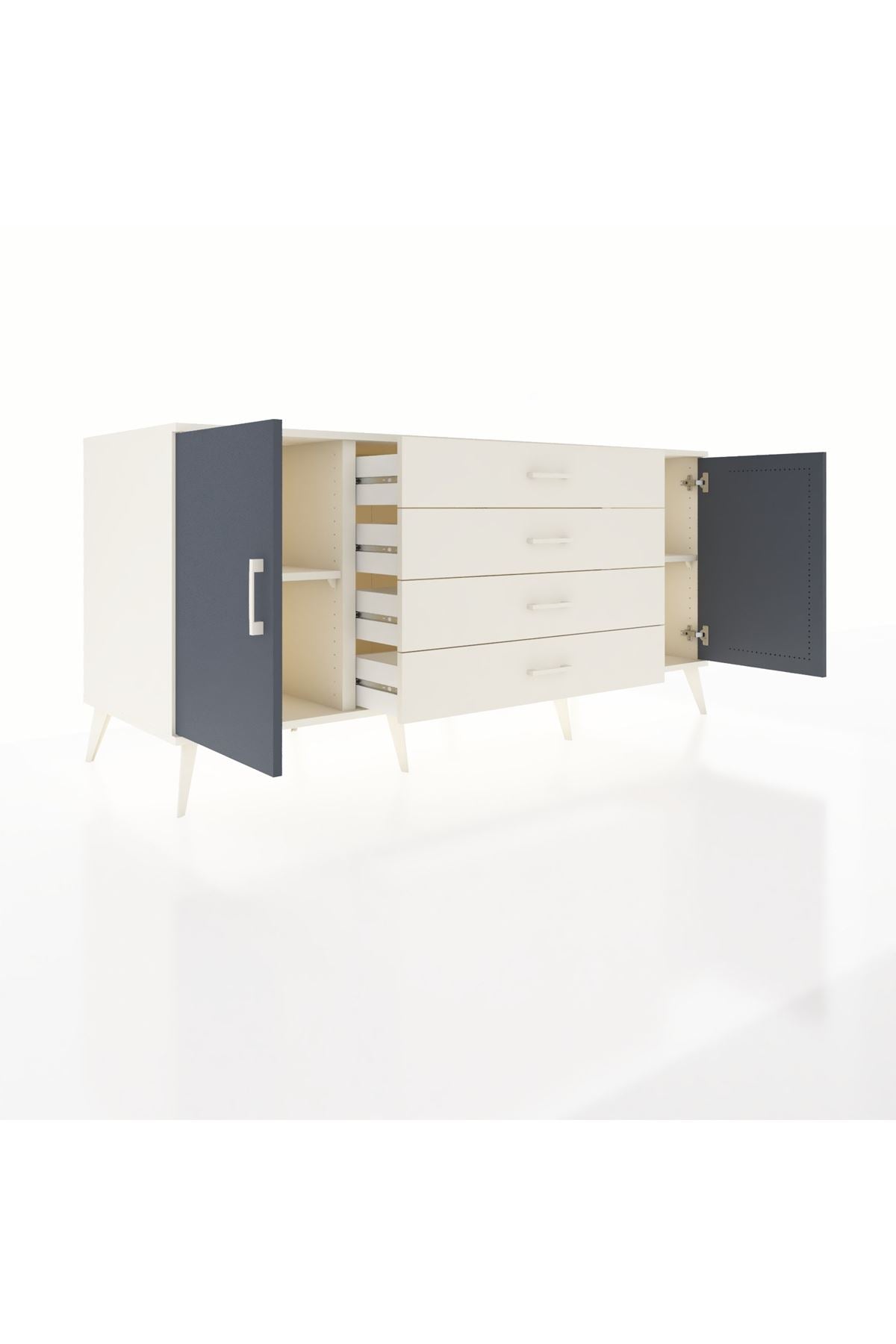 Kronos Konsol 2 Raflı 4 Çekmeceli 2 Kapaklı 176x59x83 - S610M001V07C