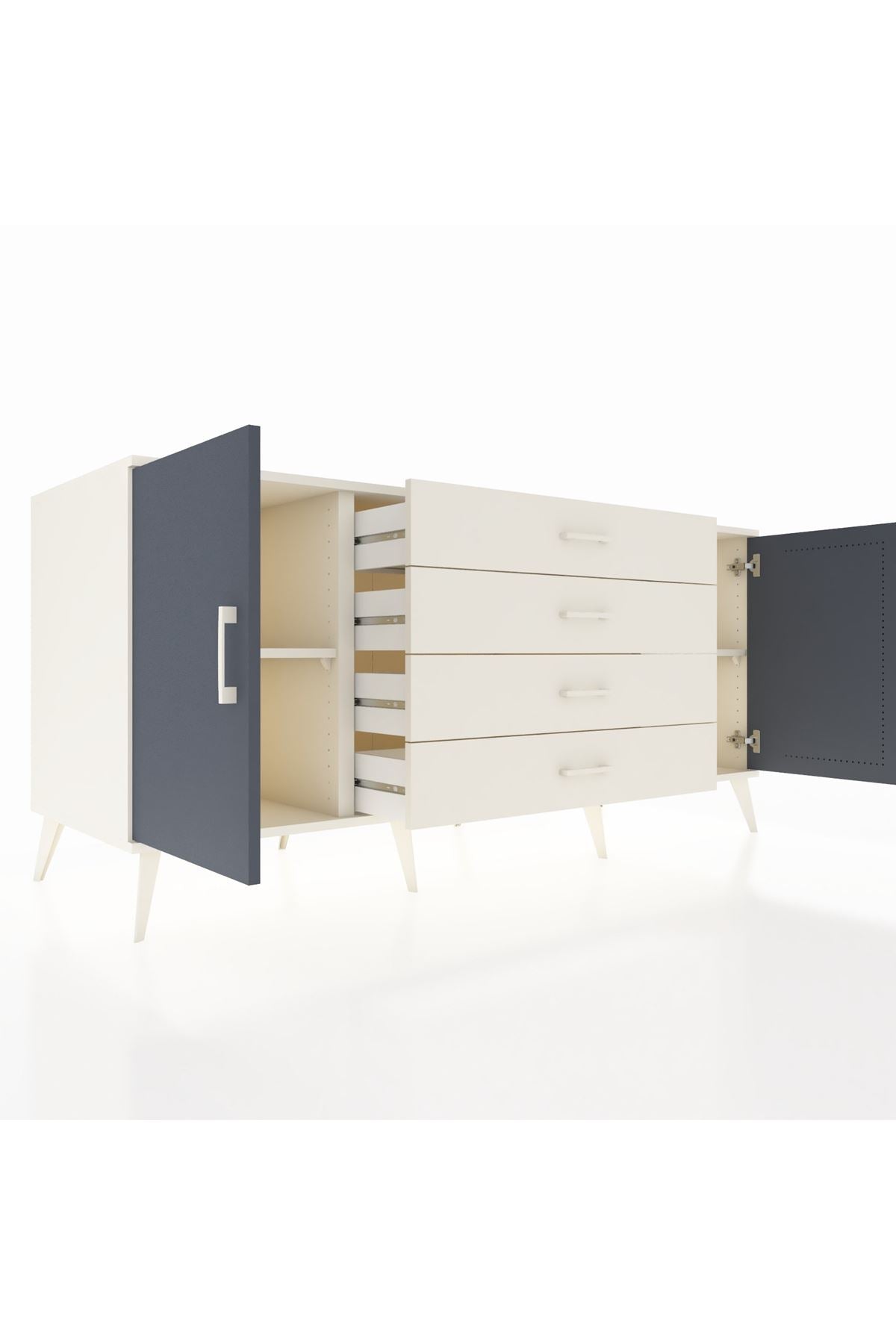Kronos Konsol 2 Raflı 4 Çekmeceli 2 Kapaklı 176x59x83 - S610M001V07C