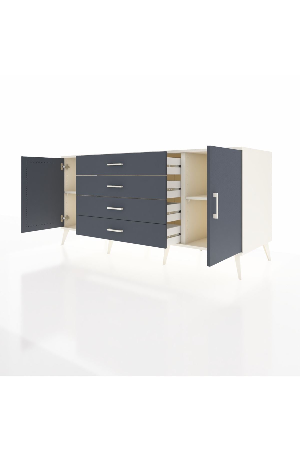 Kronos Konsol 2 Raflı 4 Çekmeceli 2 Kapaklı 176x59x83 - S610M001V08C