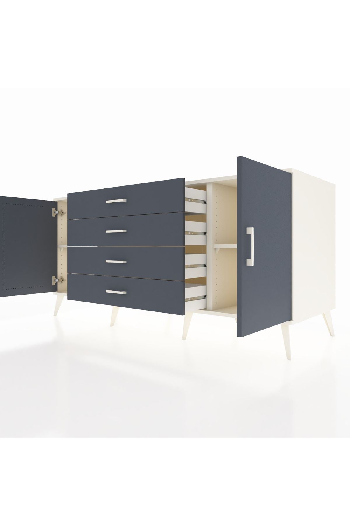 Kronos Konsol 2 Raflı 4 Çekmeceli 2 Kapaklı 176x59x83 - S610M001V08C