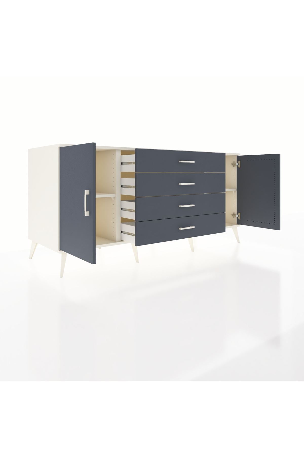 Kronos Konsol 2 Raflı 4 Çekmeceli 2 Kapaklı 176x59x83 - S610M001V08C