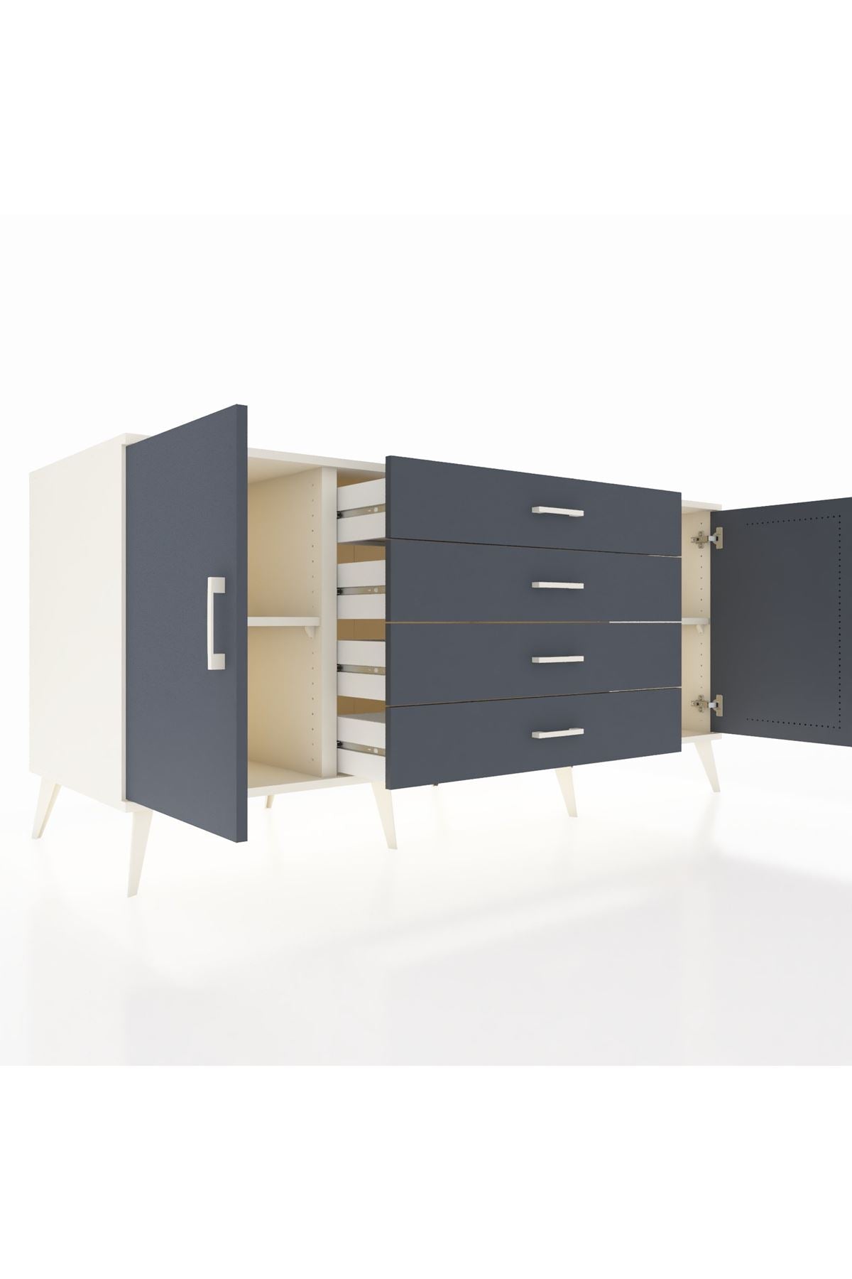Kronos Konsol 2 Raflı 4 Çekmeceli 2 Kapaklı 176x59x83 - S610M001V08C