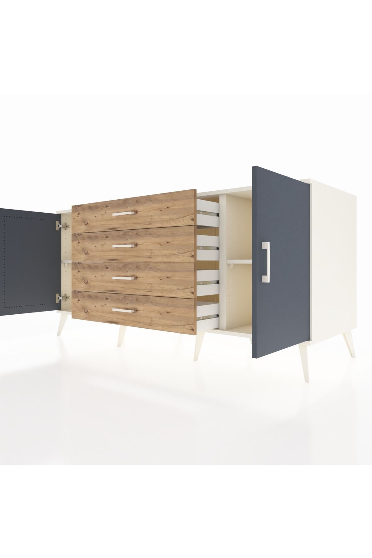 Kronos Konsol 2 Raflı 4 Çekmeceli 2 Kapaklı 176x59x83 - S610M001V09C