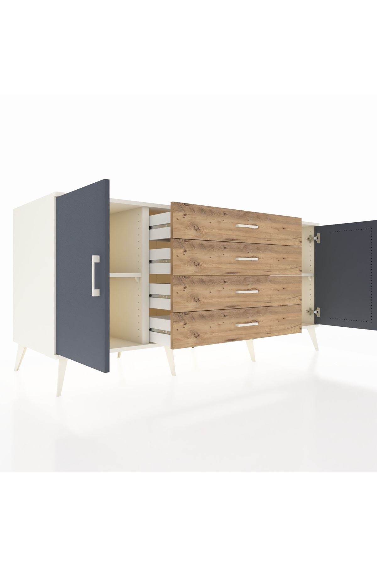 Kronos Konsol 2 Raflı 4 Çekmeceli 2 Kapaklı 176x59x83 - S610M001V09C