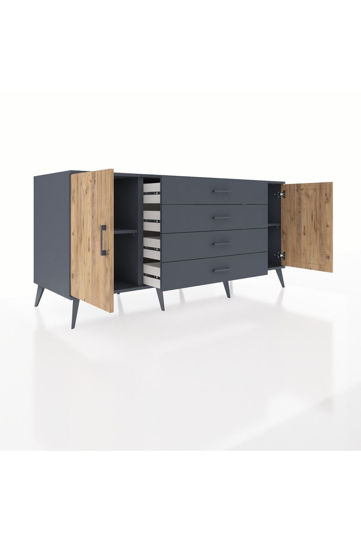 Kronos Konsol 2 Raflı 4 Çekmeceli 2 Kapaklı 176x59x83 - S610M001V11C