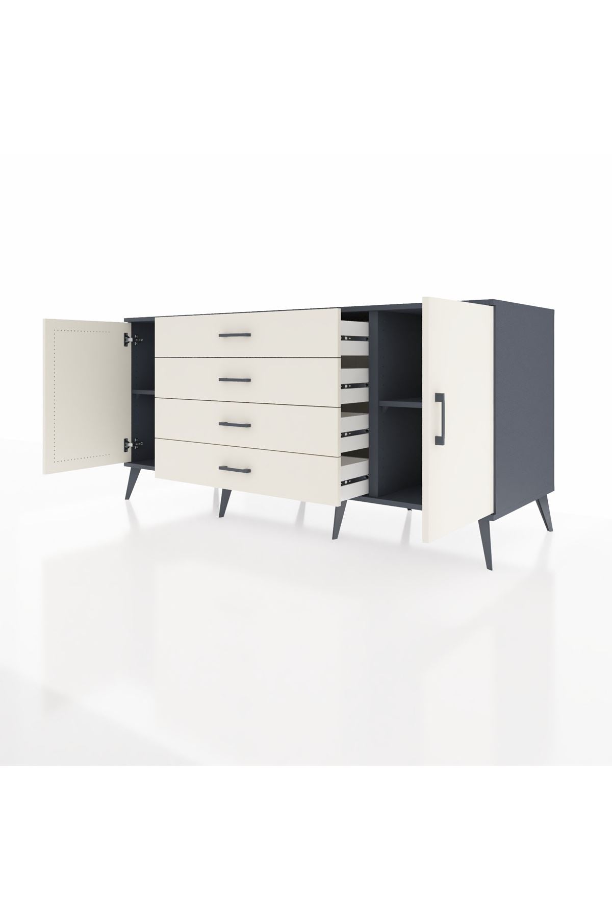 Kronos Konsol 2 Raflı 4 Çekmeceli 2 Kapaklı 176x59x83 - S610M001V13C