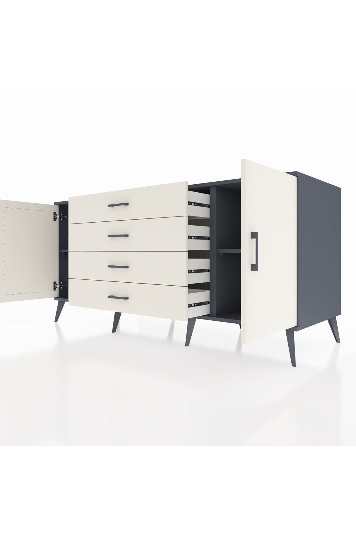 Kronos Konsol 2 Raflı 4 Çekmeceli 2 Kapaklı 176x59x83 - S610M001V13C