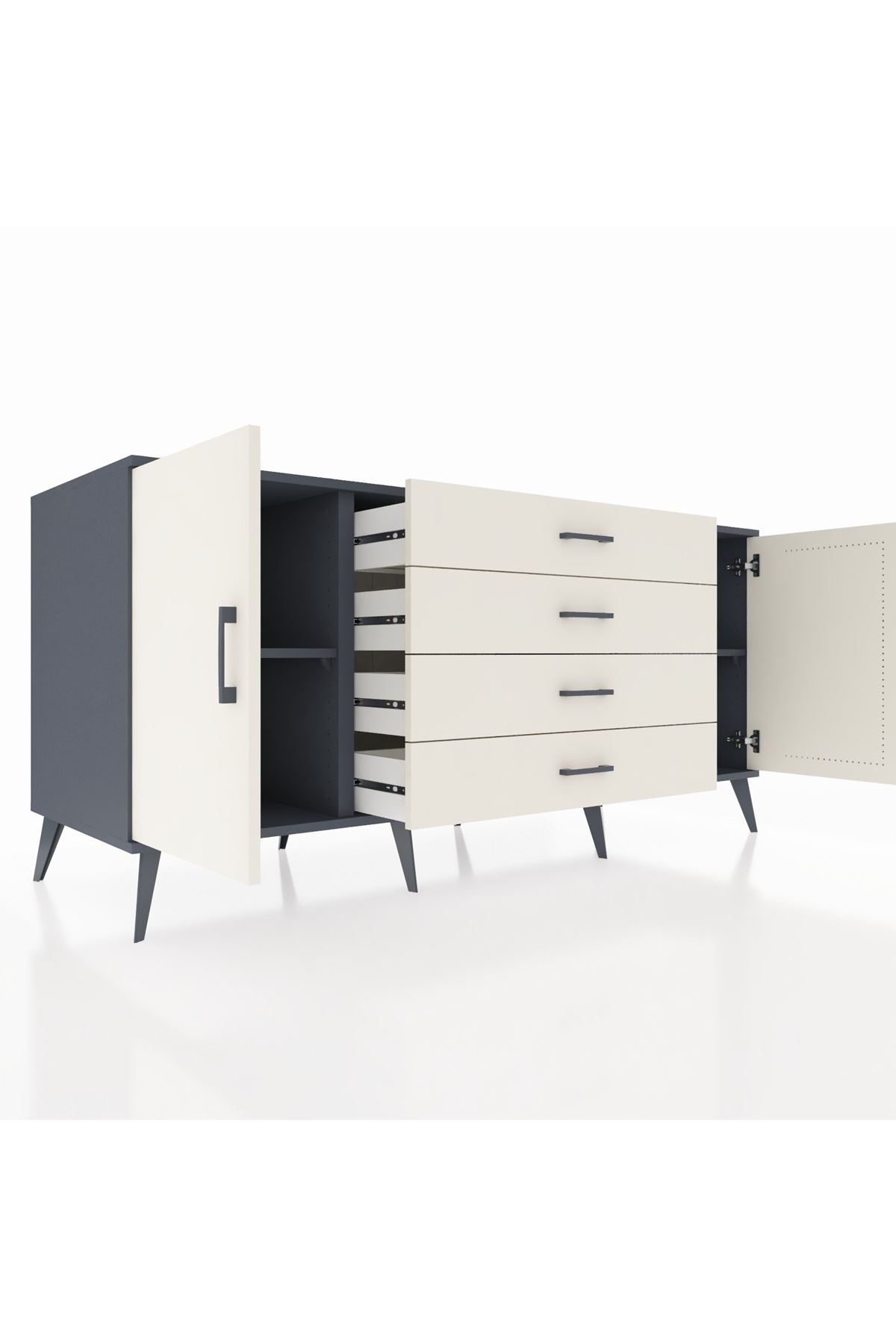 Kronos Konsol 2 Raflı 4 Çekmeceli 2 Kapaklı 176x59x83 - S610M001V13C