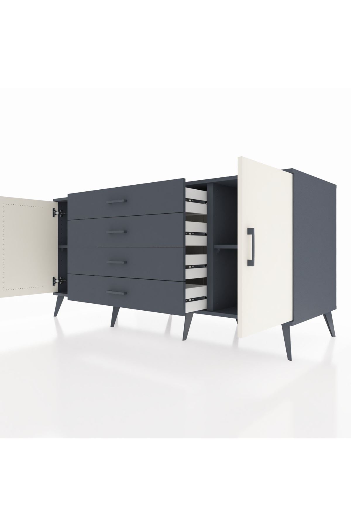 Kronos Konsol 2 Raflı 4 Çekmeceli 2 Kapaklı 176x59x83 - S610M001V14C