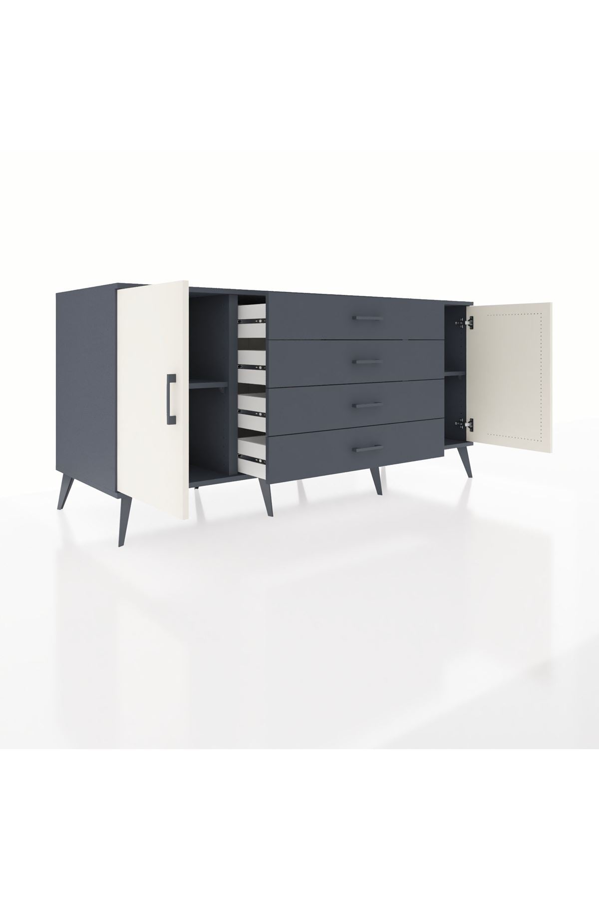 Kronos Konsol 2 Raflı 4 Çekmeceli 2 Kapaklı 176x59x83 - S610M001V14C