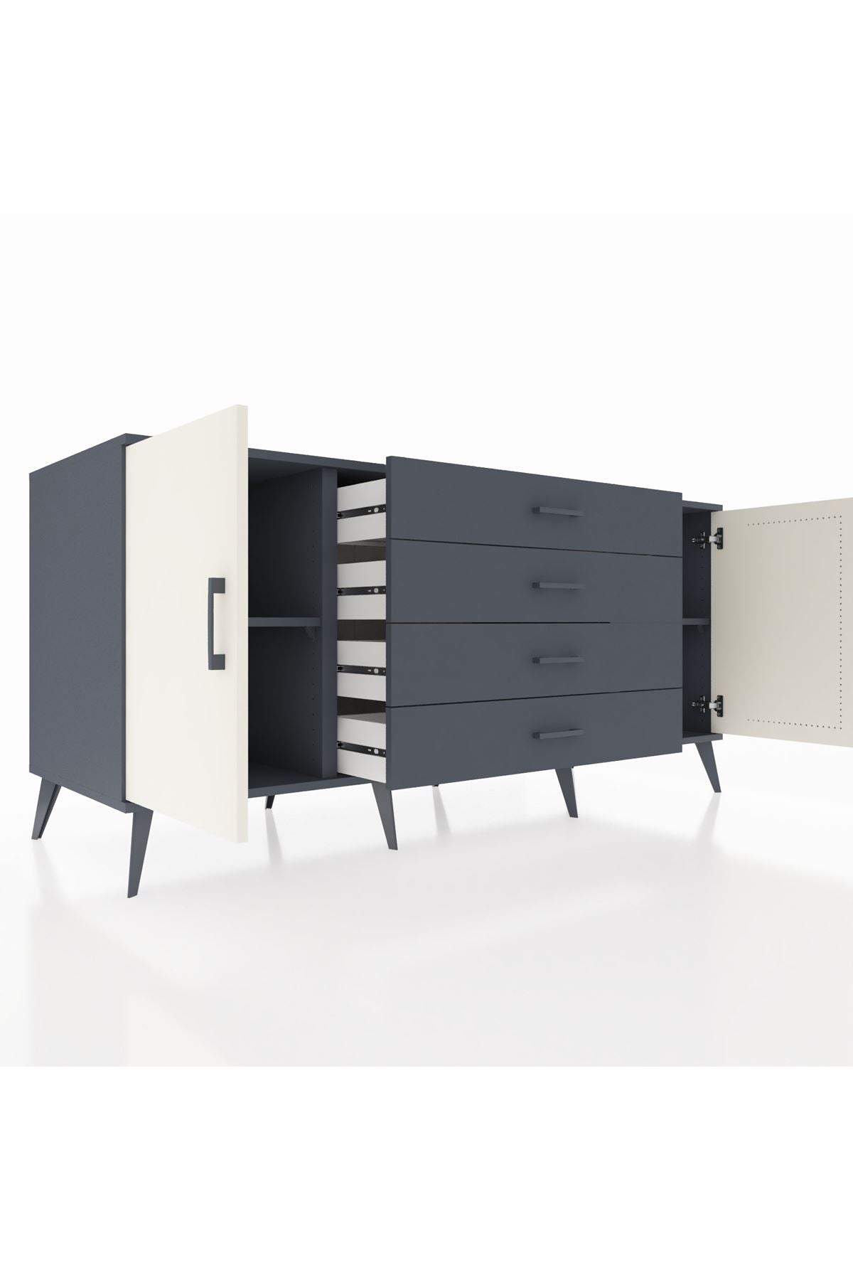 Kronos Konsol 2 Raflı 4 Çekmeceli 2 Kapaklı 176x59x83 - S610M001V14C