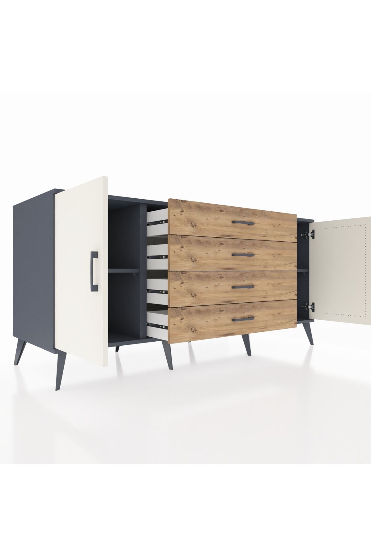Kronos Konsol 2 Raflı 4 Çekmeceli 2 Kapaklı 176x59x83 - S610M001V15C